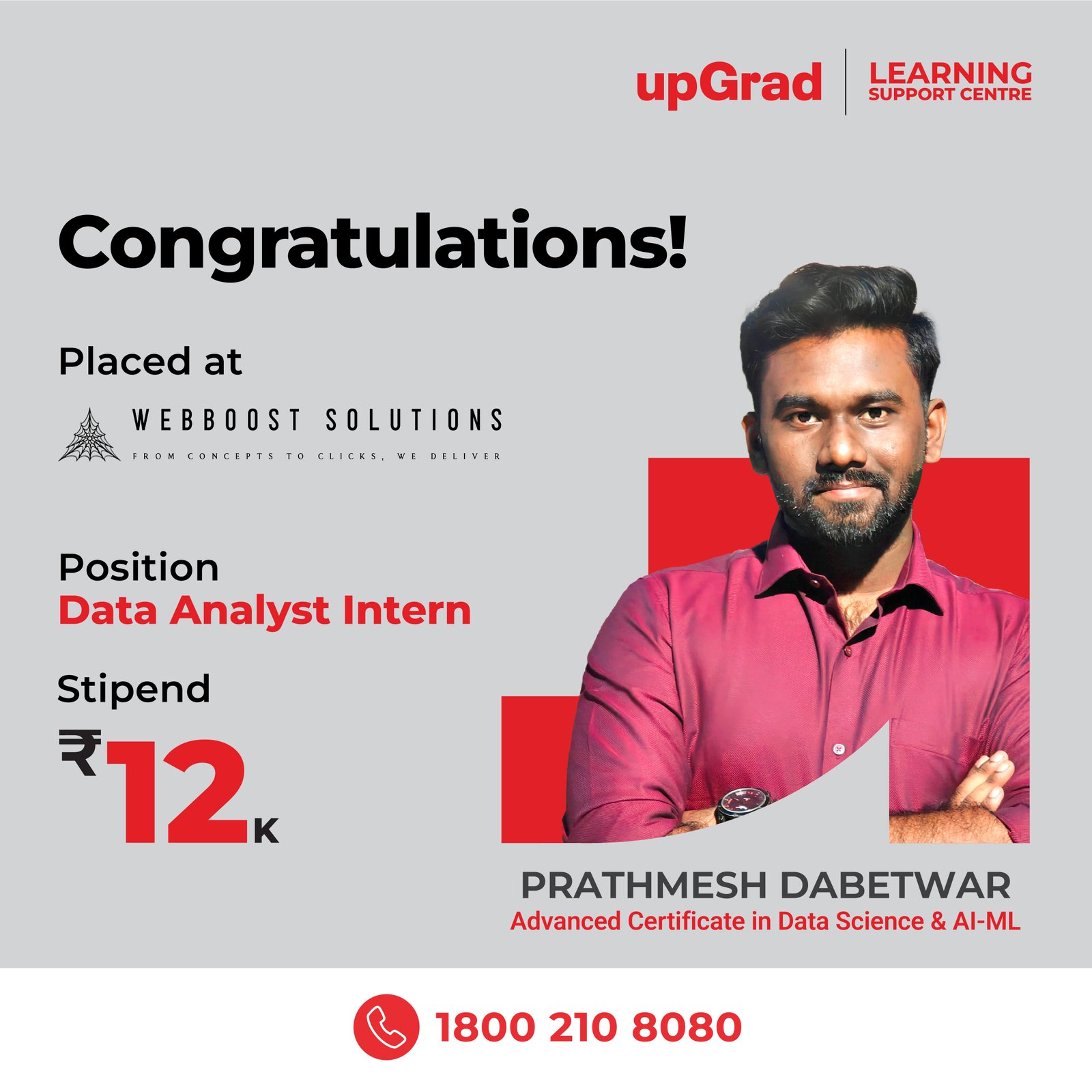 PRATHMESH DABETWAR placed at WEBBOOST SOLUTIONS.